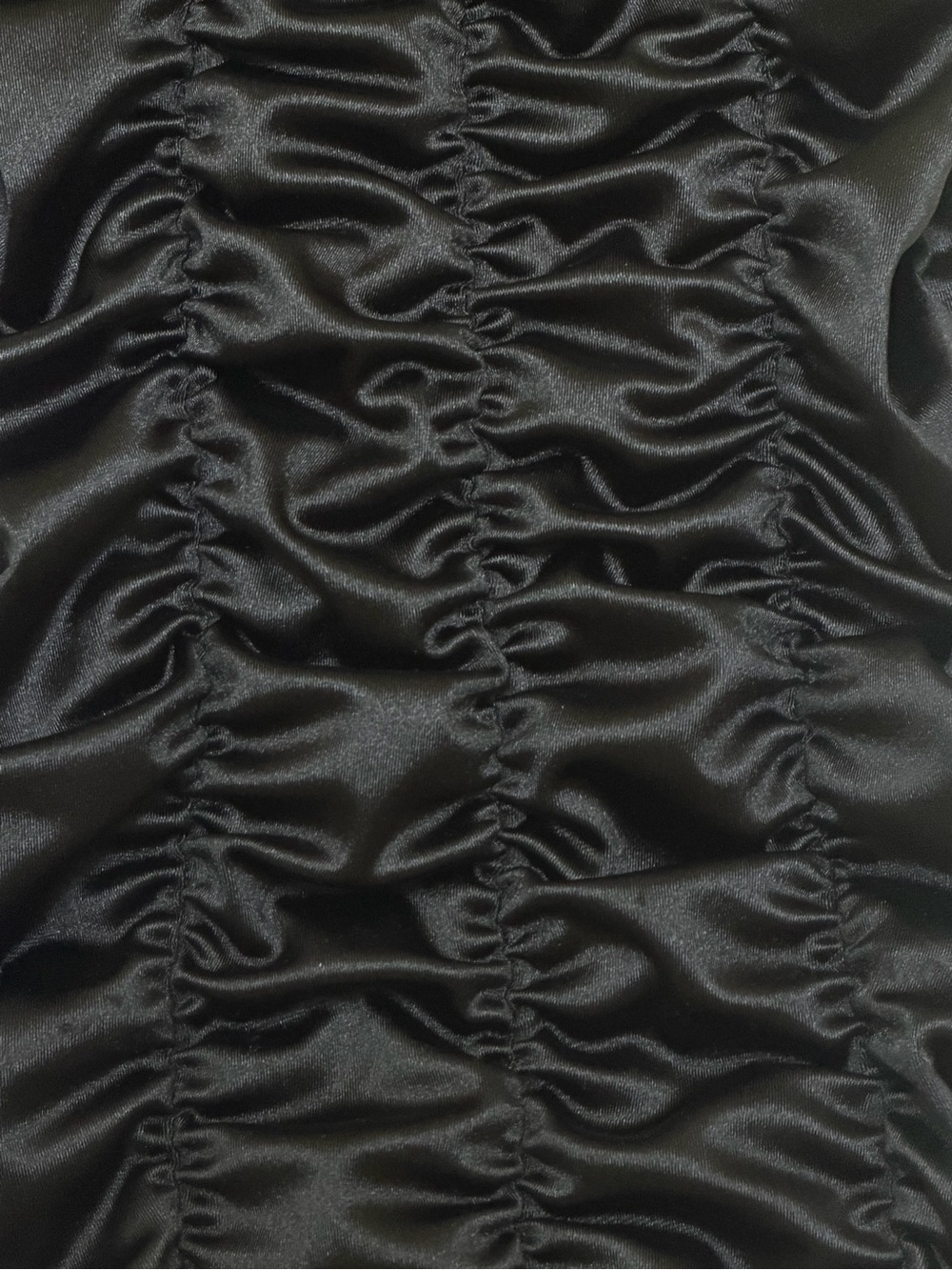 Black Ruched Satin Slip Dress. Size: XS Color: black - Picture 5 of 5